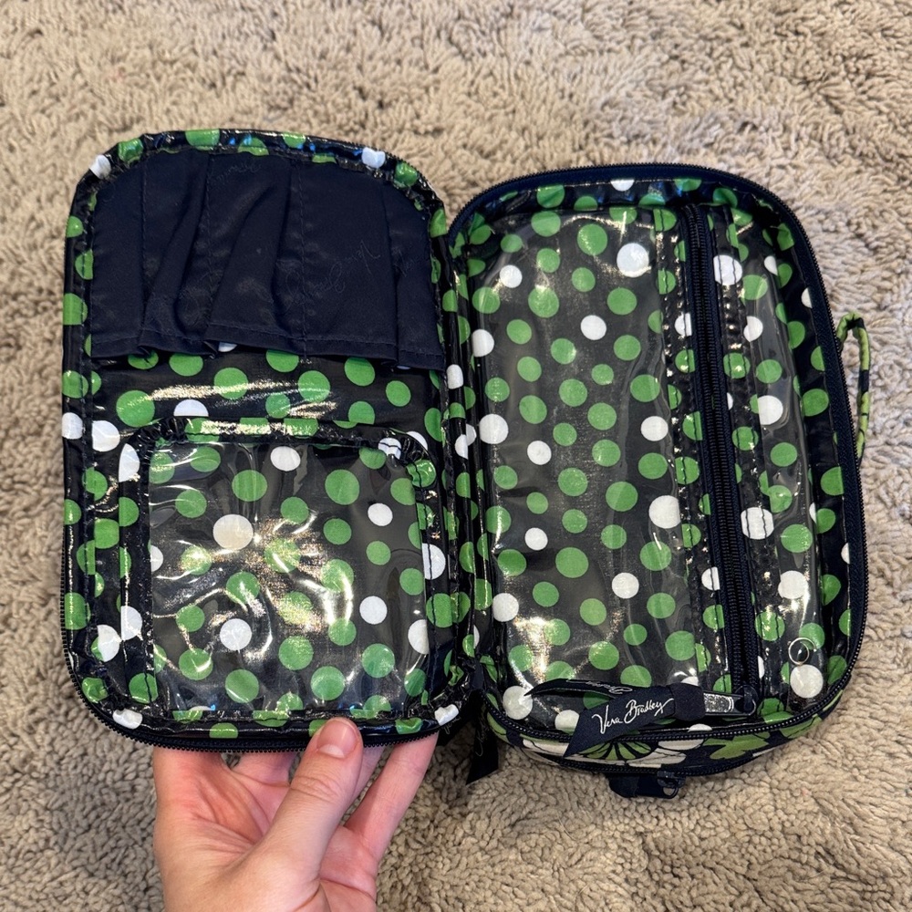 Vera Bradley Green and White Polka Dot Travel Organizer